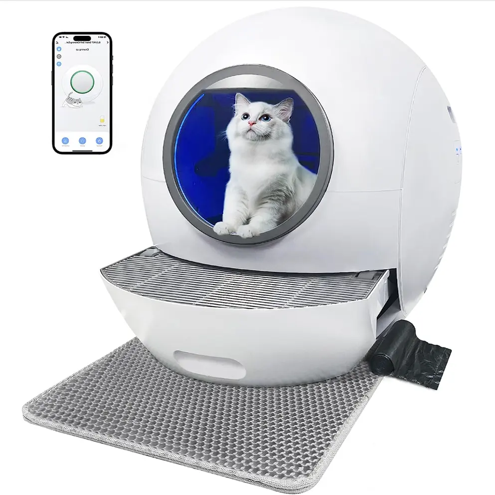 Caja de arena para gatos de gran tamaño cerrada inteligente al por mayor caja de arena grande autolimpiante de plástico para gatos