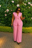 Ensemble pantalon large et élégant pour femme, style européen et américain, idéal pour le bureau en été – Nouveauté très prisée, chic et décontracté, deux pièces