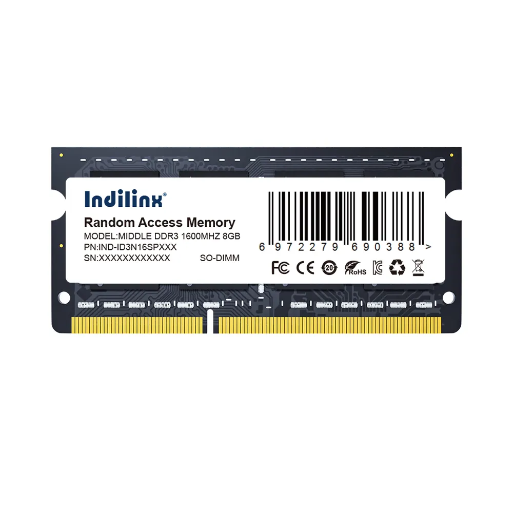 หน่วยความจำแล็ปท็อป SODIMM DDR3 1.35V 2GB 4GB 8GB 1666MHz