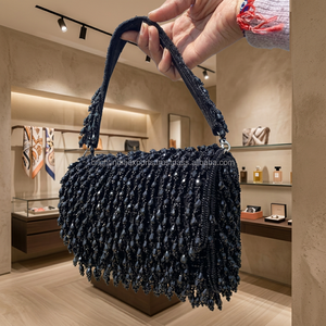 Pochette de soirée souple ornée de perles avec bandoulière, décoration de perles scintillantes, fermeture magnétique, sac à main de soirée - Product Image 2