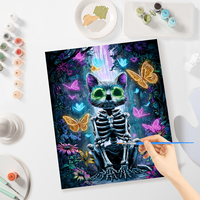 CHENISTORY Peinture par numéros DIY, thème Halloween : Animaux, Crâne, Chat – Dessin et coloriage par numéros pour adultes – Cadeau DIY