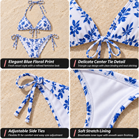 Bikinis imprimés tendance vintage personnalisés OEM, à lacets, pour filles et femmes, vêtements de bain