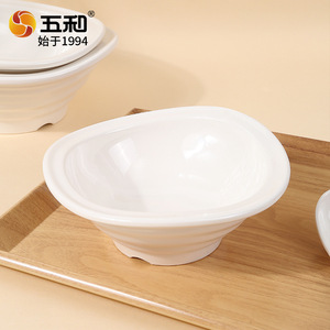 Five And Harmony Imitation Porcelain Melamine Bowl 12cm Commercial Hot Pot Ramen Soup Bowl With Spoon Set - Product Image 2