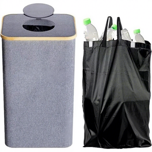 Contenedor de Recolección de Botellas Rectangular con Capacidad Personalizable, Diseño con Tapa Abatible, Bolsa de Transporte Integrada de Tela de Bambú - Product Image 1