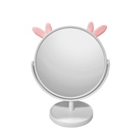 Mini mignon miroir de maquillage debout marque privée numérique Table de forme ronde pour s'habiller cadeau de beauté