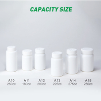 200ml vente en gros en plastique HDPE de qualité alimentaire capsule bouteille d'emballage blanc mat pharmaceutique capsule pilule bouteille
