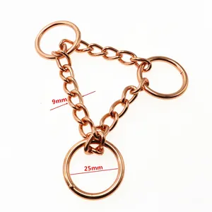 Hot sale Gold Color Iron Pet Training Collar Triangle Metal D Ring Round Ring Martingale Chain For Dog Collar