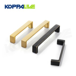 Koppalive مقابض أبواب خزانة مطبخ مستطيلية متعاقدة مع أثاث أسود ذهبي مقابض سحب من النحاس المصقول - Product Image 1