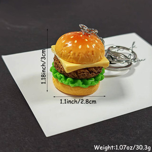 Porte-clés en résine colorée 3D en forme de hamburgers, best-sellers, pour téléphones portables et sacs - Product Image 4