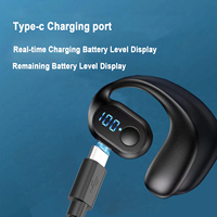 C51 earbud nirkabel olahraga tampilan Digital Earphone On-Ear gantung satu telinga Headset bantalan konduksi udara indikator baterai LED