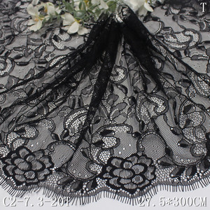 دانتيل شانتيلي فرنسي أسود ناعم غير مطاطي 100% نايلون بنقشة زهور فاخرة 27 سم لفساتين النساء 2025 - Product Image 6