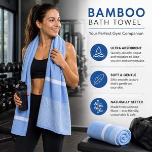 Natural <b>Bamboo</b> Bath Towel Soft Woven Texture Lightweight Absorbent Fast Drying Skin Friendly Bath <b>Sheet</b> for Home Gym Travel Spa - Product Image 6