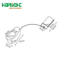 Boîte à câble rétractable en plastique durable Hibright HBE-HK avec enrouleur de câble en acier, conception antivol sécurisée et crochets de présentation