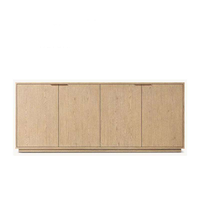 Buffet en bois de chêne clair à 4 portes, meuble de rangement minimaliste de luxe en bois massif, credenza moderne pour salon