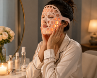 Máscara Facial de Terapia de Luz Roja LED, 280 LED, Múltiples Longitudes de Onda, Diseño Hueco, Uso Cómodo, Dispositivo de Belleza Facial, OEM ODM