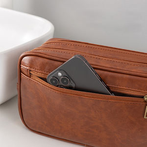 Luxury Handheld Cosmetic <b>Bag</b> Large Capacity Wet & Dry <b>Storage</b> <b>Bag</b> Waterproof Outdoor <b>Travel</b> PU Men's Wash <b>Bag</b> - Product Image 4