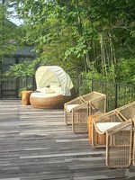 Canapé double d'extérieur en rotin pour cour de loisirs d'extérieur étanche balcon chaise longue modèle chambre chaise en rotin meubles