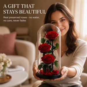 Wholesale Preserved Roses <strong>Bouquet</strong> in Glass Dome, Eternal Rose <strong>Forever</strong> Flower Gift Box for Valentine's Day Factory Custom - Product Image 5