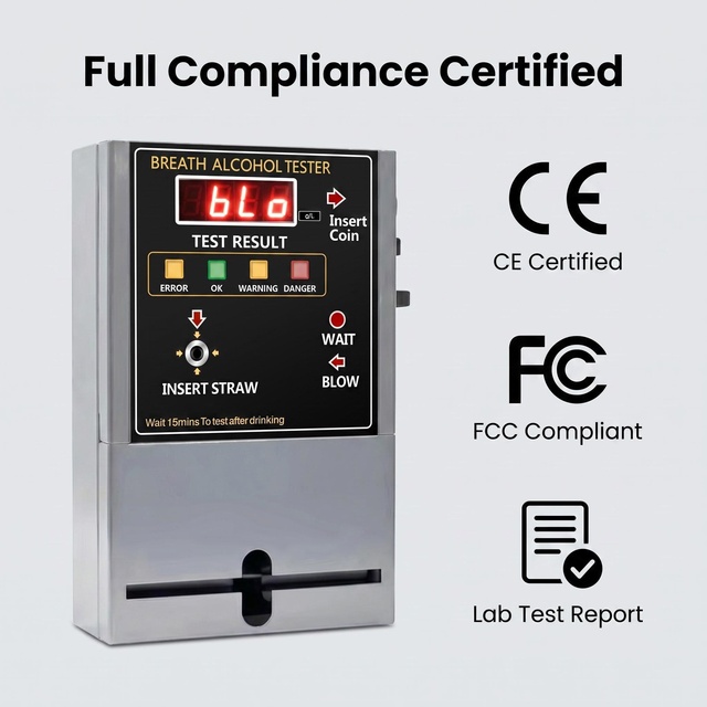 One-way Anti-reflux Mouthpiece Professional Coin-Operated AT-319 Breathalyzer Vending Machine Model for Fuel Cell Alcohol Tester