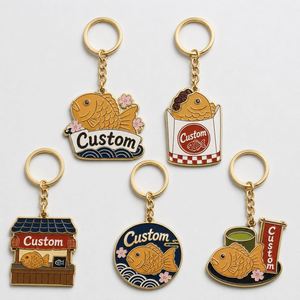 Llaveros Personalizados al por Mayor con Diseño de Taiyaki, Modelo de Snack, Cadena con Logotipo de Restaurante Japonés, Llavero Promocional - Product Image 1