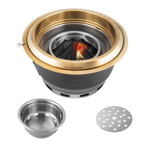 <span class=keywords><strong>Barbecue</strong></span> au charbon de bois élégant à encastrer sur table, grande taille, commercial, en acier inoxydable japonais plaqué or, à allumage électronique - Product Image 4