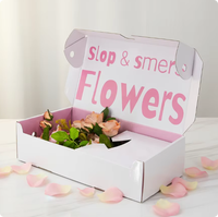 Boîtes d'expédition florales pliables en carton ondulé personnalisées en gros, en matériaux recyclés écologiques, avec revêtement UV et gaufrage pour bouquets