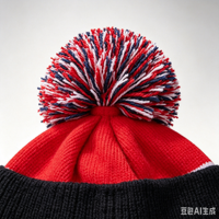 Bonnet personnalisé en jacquard à pompons, avec patch brodé rond, rayé, tricoté, chaud, coupe-vent, en acrylique, style streetwear, bonnet court