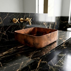 Lavabo carré en cuivre artisanal, lavabo de salle de bain en cuivre vieilli de luxe, lavabo en cuivre rustique fait à la main, lavabo décoratif en cuivre - Product Image 1