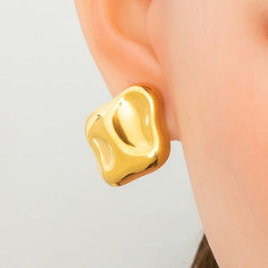 Aros de Acero Inoxidable con Baño de Oro de 18K, Diseño Geométrico de Flor, Joyería para Fiestas, Accesorios de Moda para Mujer - Product Image 2