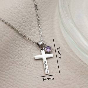 Gravure vierge en acier inoxydable croix collier pendentif religieux cadeau chrétien pour votre ami famille croix bijoux - Product Image 5