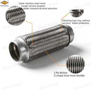 Tuyau d'<span class=keywords><strong>échappement</strong></span> flexible en métal pour automobile, 40*120mm, en acier inoxydable SS201, avec tressage extérieur uniquement - Product Image 3