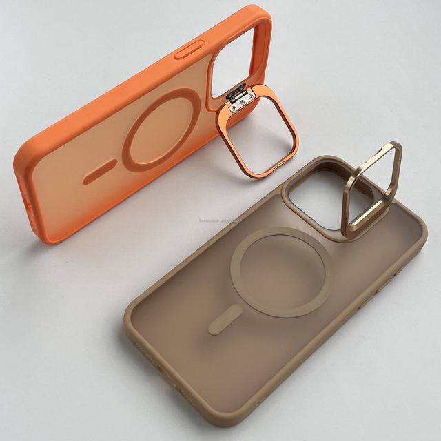 Lens Holder Skin-Feeling Comfortable Magnetic Phone case for iPhone 16 Pro Max 15 Pro Mobile Phone Cases for 14 13 Custom Logo