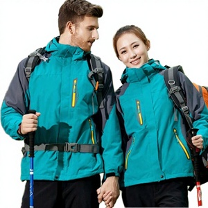 Veste d'extérieur unisexe trois-en-un avec doublure en polaire antibactérienne, ensemble coupe-vent deux pièces tissé résistant au froid pour l'automne et l'hiver - Product Image 1