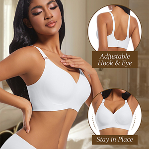 卸売シームレスプラスサイズブラジャー 女性用 ワイヤレスサポート フルカバーブラレット 調節可能なフック＆アイ下着ブラジャー OEM - Product Image 2