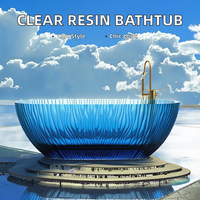 Baignoire autoportante moderne en résine transparente de 1.8m avec égouttoir de forme ovale à 4 jets pour le trempage dans n'importe quelle salle de bain