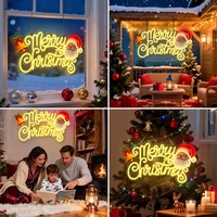 Panneau néon Joyeux Noël avec interrupteur à intensité variable, alimenté par USB, décoration murale artistique, lumière de nuit, cadeau pour la maison, intérieur