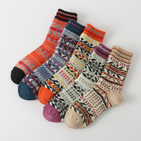 Chaussettes en laine personnalisées pour femmes / Chaussettes en acrylique tricotées à motif géométrique, chaudes pour l'hiver, absorbant la transpiration, épaisses, disponibles en plusieurs couleurs