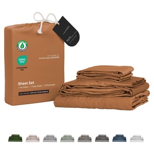 Set <span class=keywords><strong>di</strong></span> Lenzuola e Copricuscino in Fibra <span class=keywords><strong>di</strong></span> Bambù Tinta Unita Traspirante Satinato Stile Nord Europa 4 Pezzi Personalizzabile - Product Image 6