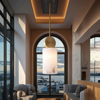 Luminaire suspendu moderne de luxe en marbre blanc pour bar d'hôtel, îlot de cuisine, lustre élégant en cuivre de petite taille