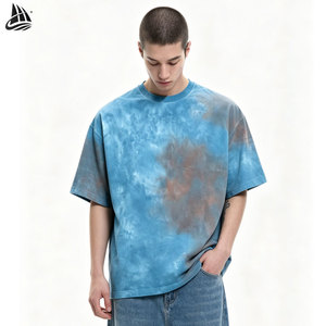 T-Shirt tinta con cravatta lavata su misura per estate Streetwear girocollo 100% T-Shirt in cotone - Product Image 1