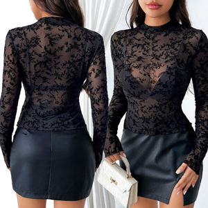 Chemise en maille pour <span class=keywords><strong>femme</strong></span>, col haut et coupe ajustée, conçue pour mettre en valeur le contour du corps et le style - Product Image 5