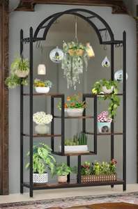 Support de plantes d'intérieur AILICHEN, étagère à fleurs en métal en forme d'arche avec crochets, grand présentoir <span class=keywords><strong>pour</strong></span> pots de bonsaï - Product Image 4