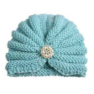 Nouveauté : <span class=keywords><strong>Turban</strong></span> pour enfants en gros, Europe et Amérique, couleur unie, perles et diamants, bonnet en <span class=keywords><strong>laine</strong></span> pour bébé, bonnet tricoté chaud pour bébé - Product Image 6
