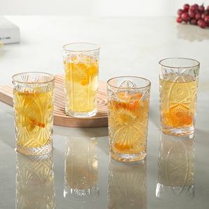 ダブル昔ながらのスピリットウイスキーガラスカップエンボスハイボールジュースグラス - Product Image 2