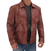 Veste en cuir pour hommes en peau de mouton naturelle de qualité supérieure, tannée végétale, chaude pour l'hiver.