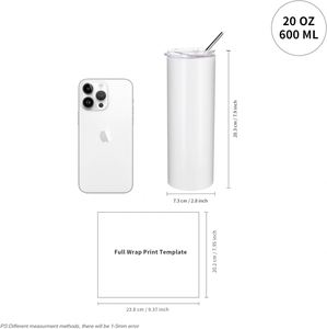 USA Warehouse Double Wall Stainless Steel 20oz Skinny Straight Sublimation Blank Tumbler Lid <b>Straw</b> Eco-Friendly 6-12 Hours - Product Image 3