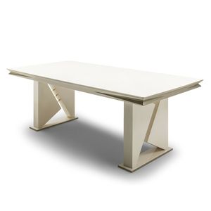 Mesa de Comedor Extensible de Lujo Lena, Rectangular, con Tapa de Mármol, Diseño Europeo Moderno, Capacidad para 6 Personas, Patas de Metal, Origen Turquía, Rosse - Product Image 1