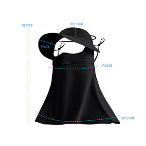 Masque facial de protection solaire intégrale pour femme, nouveau style été 2024, en vinyle noir avec visière, protection UV, en soie glacée fine, type facekini sportif - Product Image 2