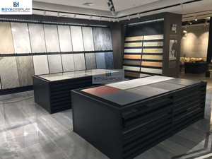 אופנה מודרנית עיצוב פשוט שילוב מגירות מדפי תצוגת אריחים הזזה מעמדי תצוגה לארון מותאמים אישית - Product Image 5