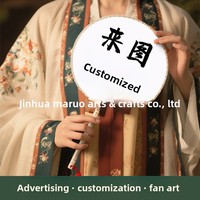 Éventail rond chinois fait main avec pompon pour Hanfu Cheongsam, éventail floral semi-transparent pour enfants et filles, idéal pour la danse et les fêtes